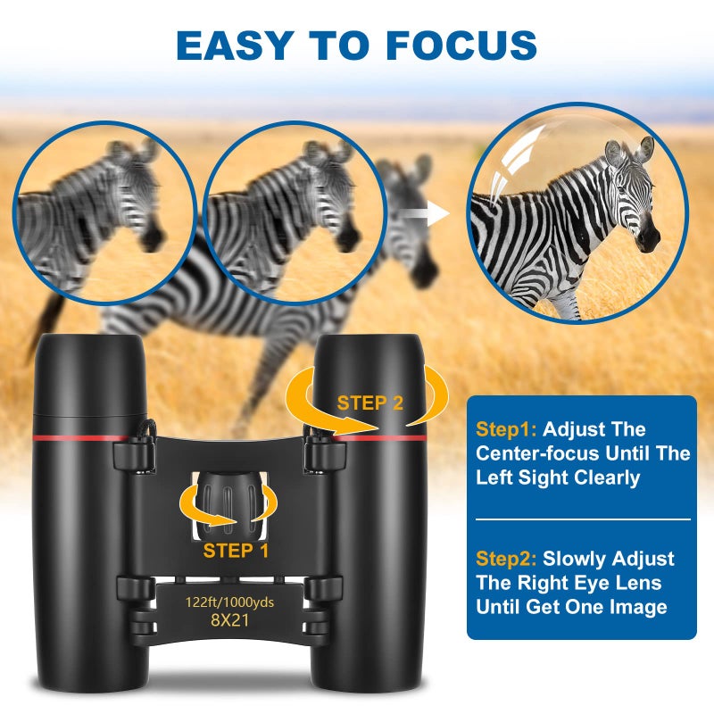 AHFLRITO Compact Binoculars, Lightweight Foldable Small Binoculars for Adults and Kids, Portable Waterproof for Bird Watching, Traveling, Theater, Opera, Concert, Hiking, Sightseeing - Image 5
