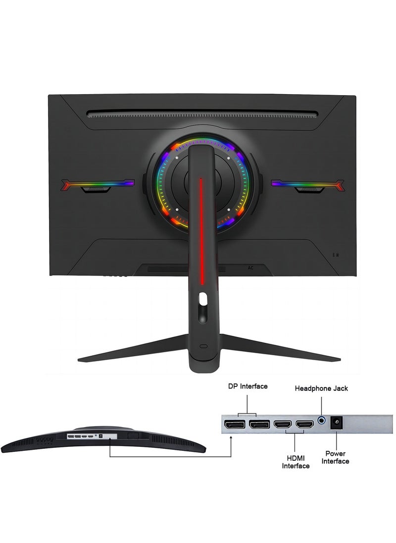 27 Inch Curved Gaming Monitor 165Hz with LED Backlit,QHD 2560 ×1440(2K) Computer Monitor 16:9 Wide HDR Display 1ms Response PC Monitor (2*DP+2*HDMI+DC+Audio)Black