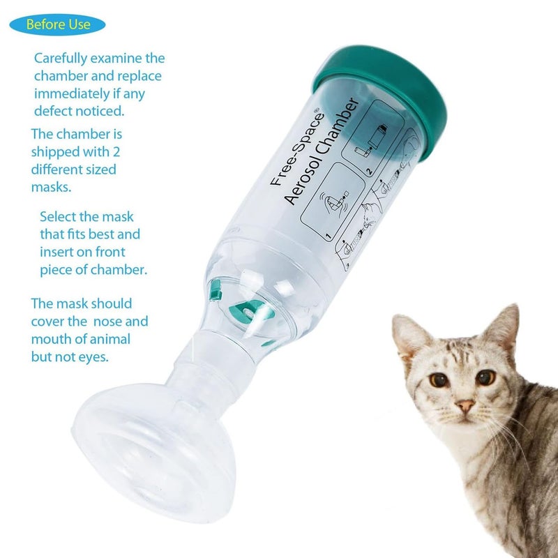 free-space Cat Inhaler Spacer,Specifically Designed for Cats,with Round Shape Silicone Mask,Feline Aerosol Chamber with Breathing Indicator â€“ Include 2 Mask for Best Fit (for cat) - Image 4
