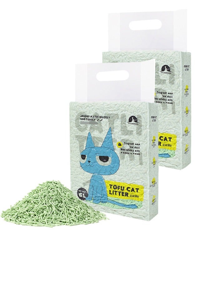 JCB CHIC Tofu Cat Litter, 12L Degradable Cat Litter Sand Flushable Clumping Cat Litter Pellets, Scented Ultra Absorbent Bentonite Kitty Litter Deodorizer Kittens Litter Odor-Free Natural(Green Tea 2pcs) - Image 1