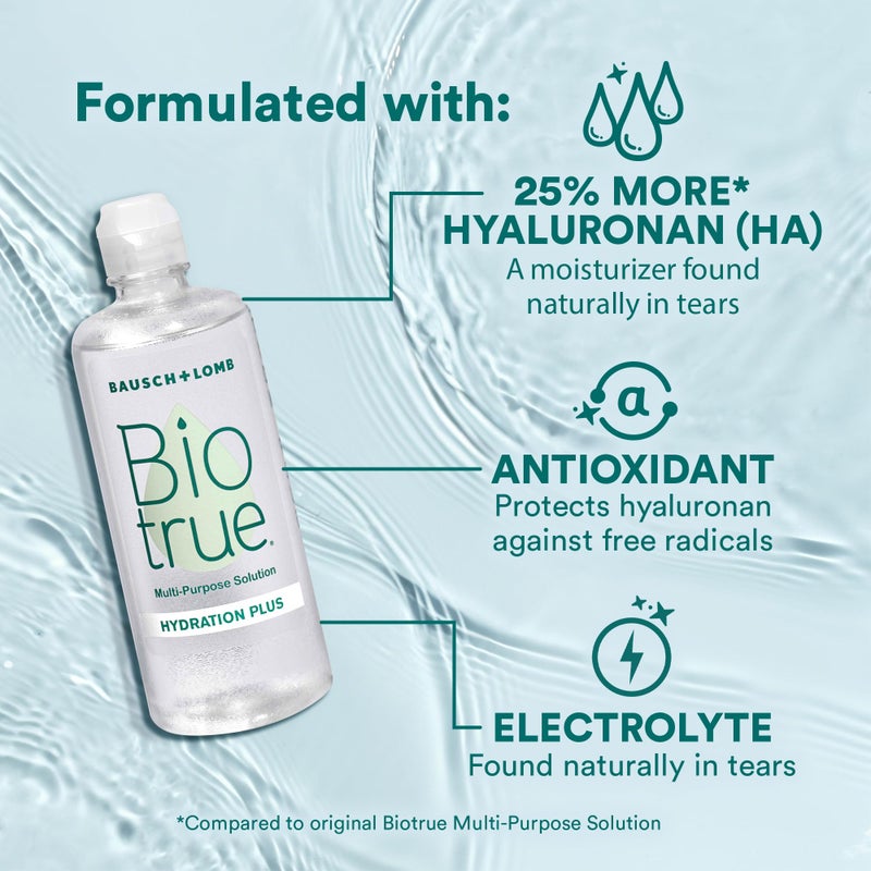 Biotrue Biotrue Hydration Plus Contact Lens Solution, Multi-Purpose Solution for Soft Contact Lenses, Lens Case Included, 10 FL OZ (Pack of 2)  - Image 3
