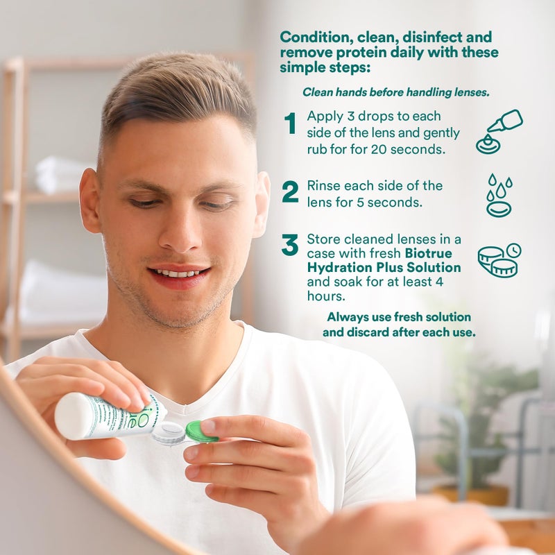 Biotrue Biotrue Hydration Plus Contact Lens Solution, Multi-Purpose Solution for Soft Contact Lenses, Lens Case Included, 10 FL OZ (Pack of 2)  - Image 5