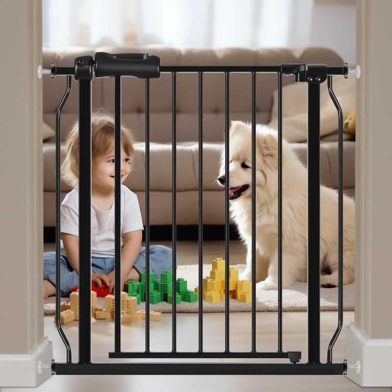 HOOOEN Extra Wide Baby Gate for Doorways Stairs Living Room Pressure Monuted Walk Through Safety Gate for Kids or Pets Dogs 62 Inch to 67 Inch Wide with Extensions