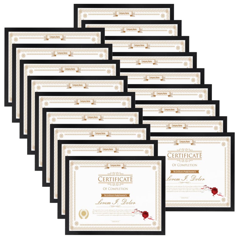WIFTREY 85x11 Black Picture Frame Set of 18 85x11 Photo Frames Bulk for Document Certificate Award Diploma Wall Hanging or Tabletop Display