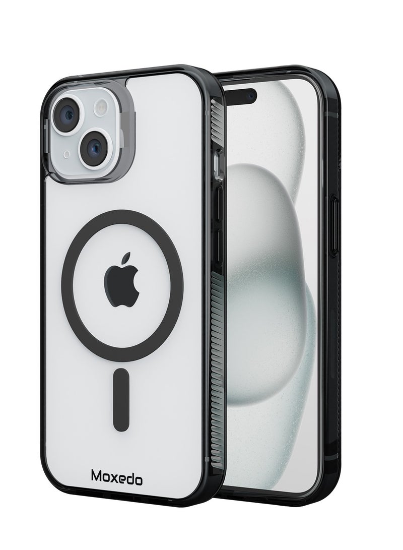 Moxedo Magnetic Protective Case 360 Protection Clear Case Hard PC with Built-in Strong Magnets Compatible with Magnetic Safe Designed for iPhone 15 6.1 inch (Black) - Image 1