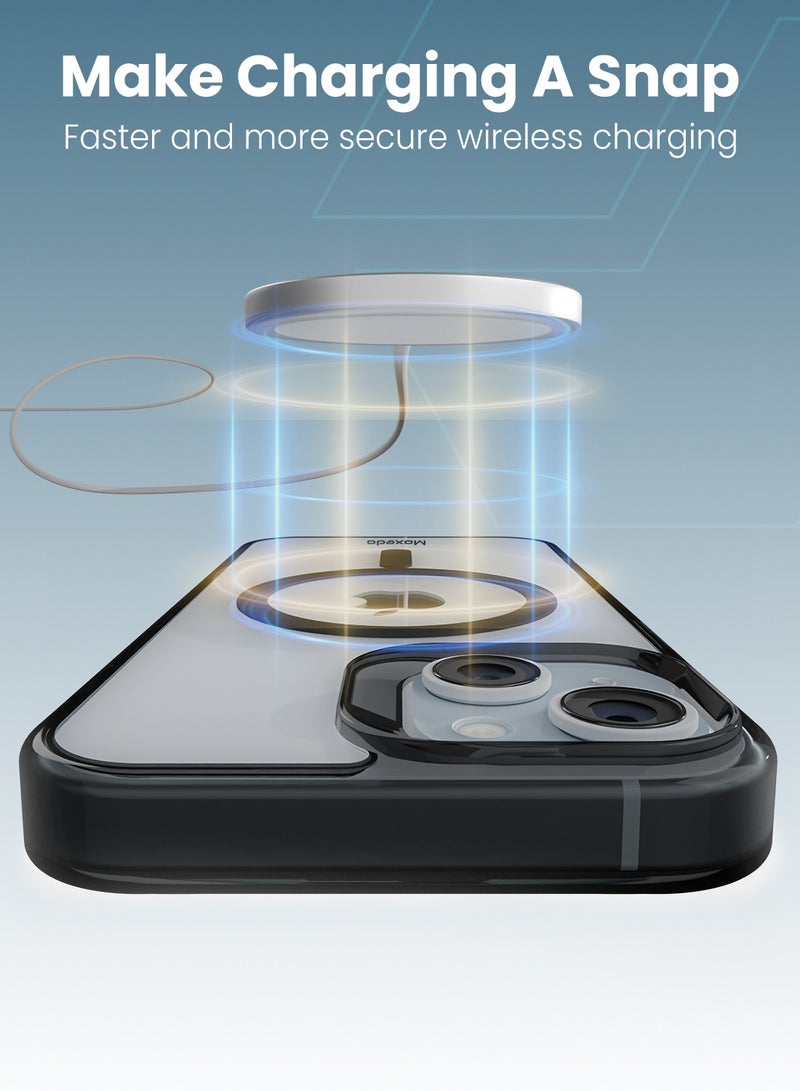 Moxedo Magnetic Protective Case 360 Protection Clear Case Hard PC with Built-in Strong Magnets Compatible with Magnetic Safe Designed for iPhone 15 6.1 inch (Black) - Image 2