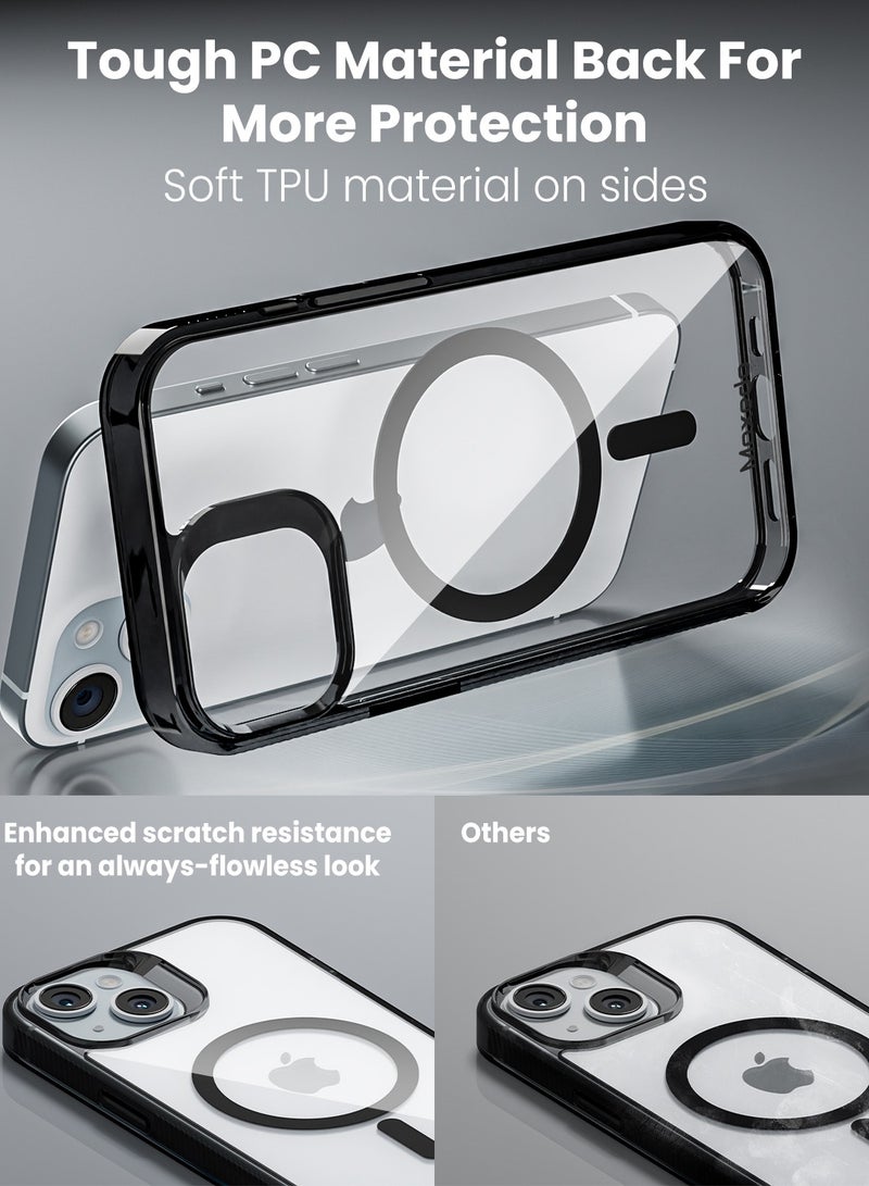 Moxedo Magnetic Protective Case 360 Protection Clear Case Hard PC with Built-in Strong Magnets Compatible with Magnetic Safe Designed for iPhone 15 6.1 inch (Black) - Image 3