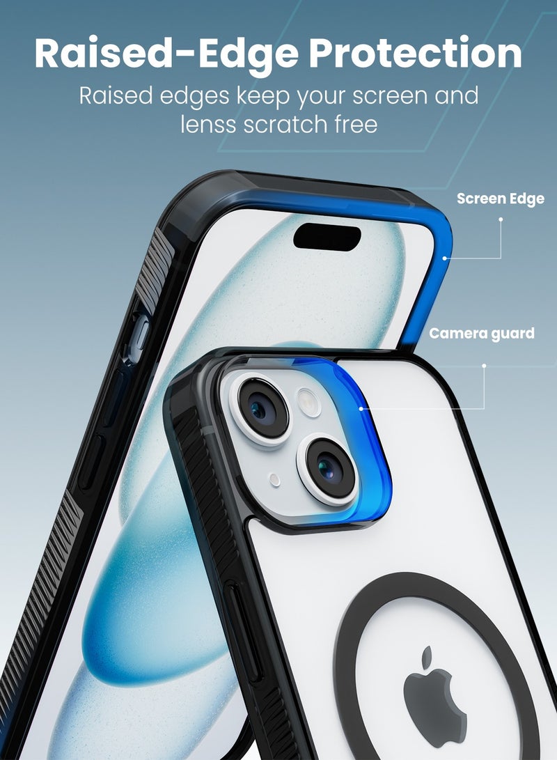 Moxedo Magnetic Protective Case 360 Protection Clear Case Hard PC with Built-in Strong Magnets Compatible with Magnetic Safe Designed for iPhone 15 6.1 inch (Black) - Image 4