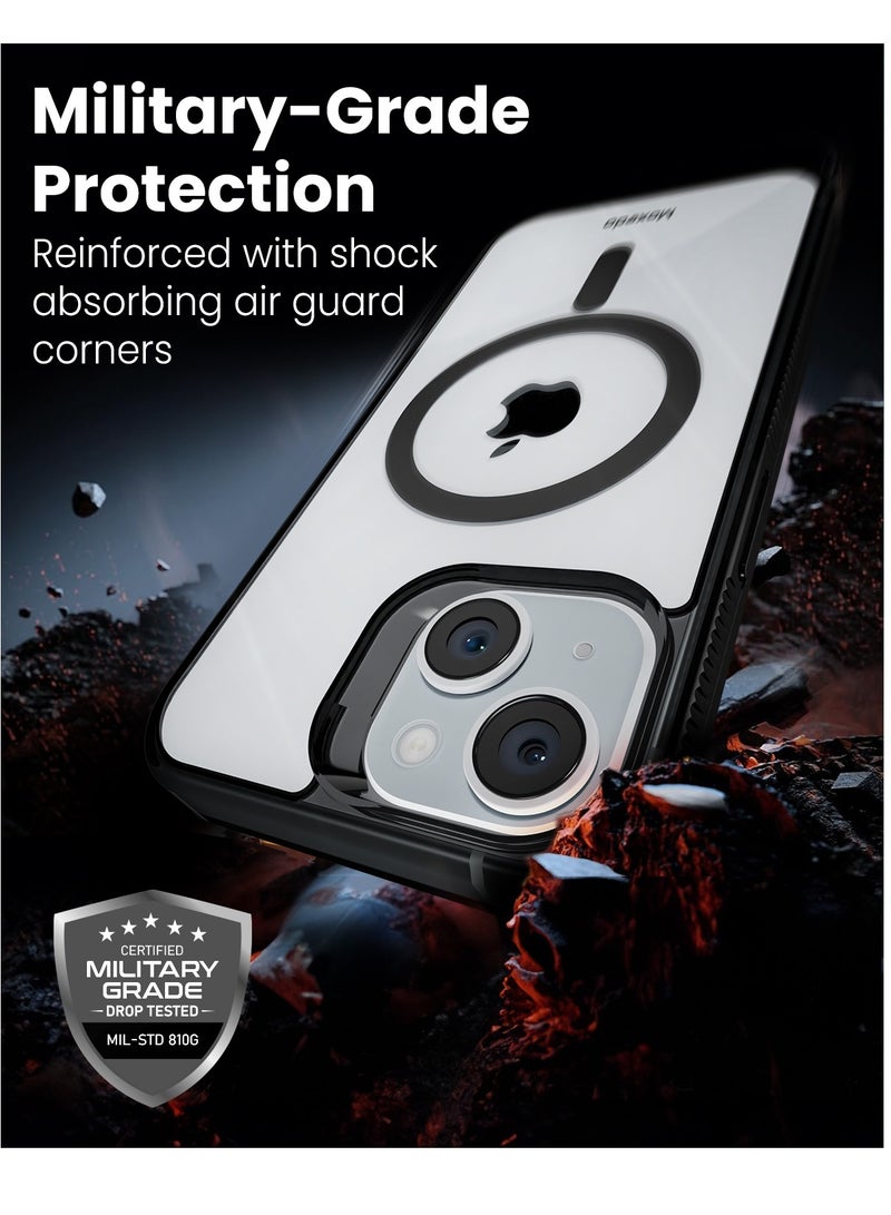 Moxedo Magnetic Protective Case 360 Protection Clear Case Hard PC with Built-in Strong Magnets Compatible with Magnetic Safe Designed for iPhone 15 6.1 inch (Black) - Image 5