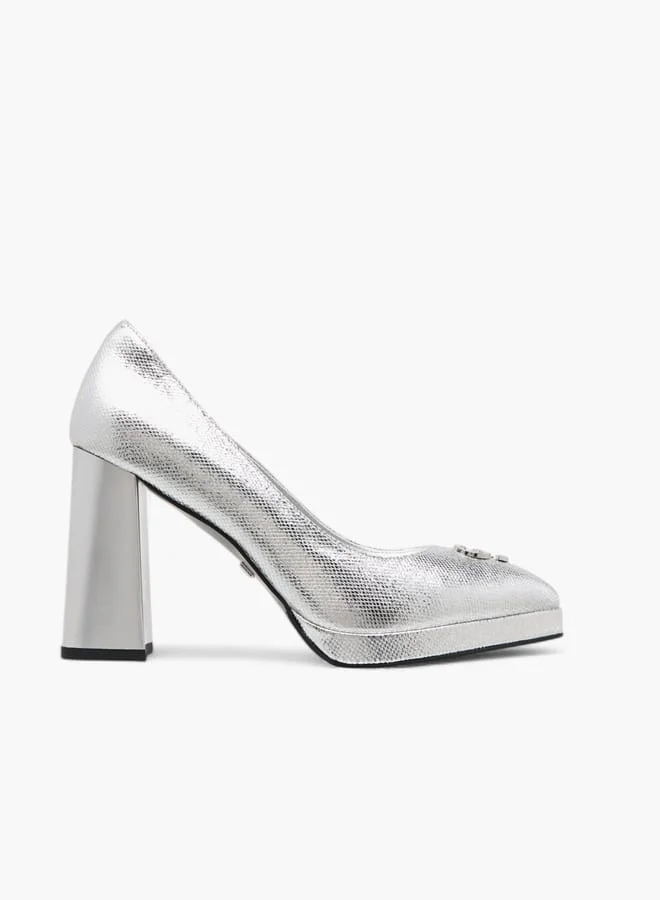 Celeste Women's Textured Slip-On Pumps with Platform Heels