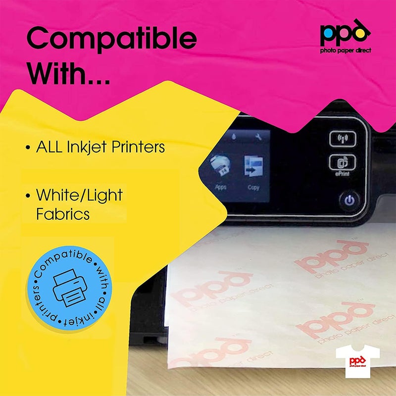 PPD 50 Sheets 8.5x11â€ - Inkjet Iron-on Heat Transfer Vinyl Paper for White & Light Fabric and T-Shirts - Premium - PPD-1-50 - Image 4