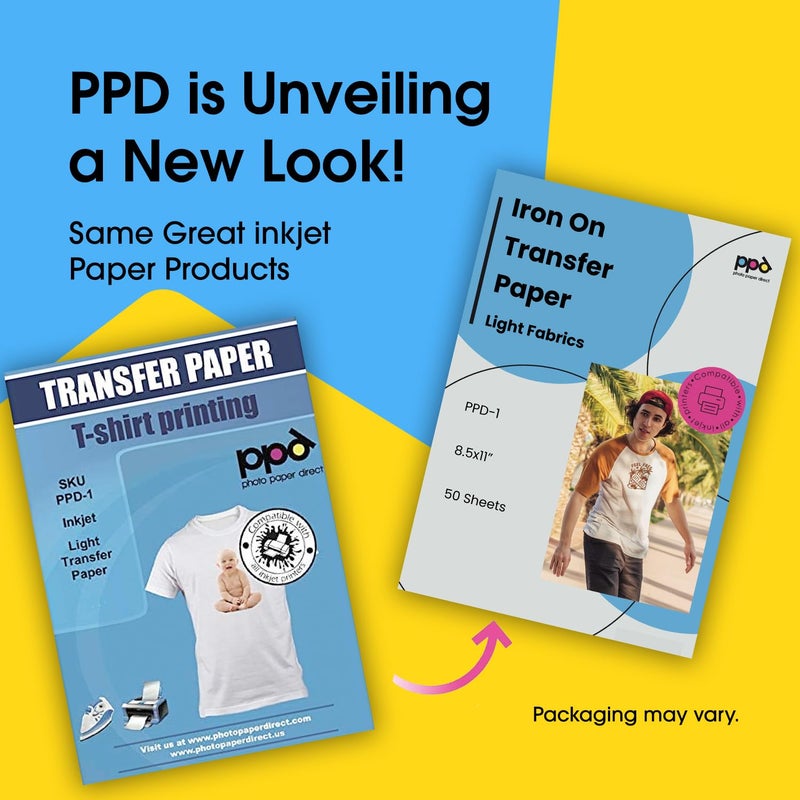 PPD 50 Sheets 8.5x11â€ - Inkjet Iron-on Heat Transfer Vinyl Paper for White & Light Fabric and T-Shirts - Premium - PPD-1-50 - Image 2