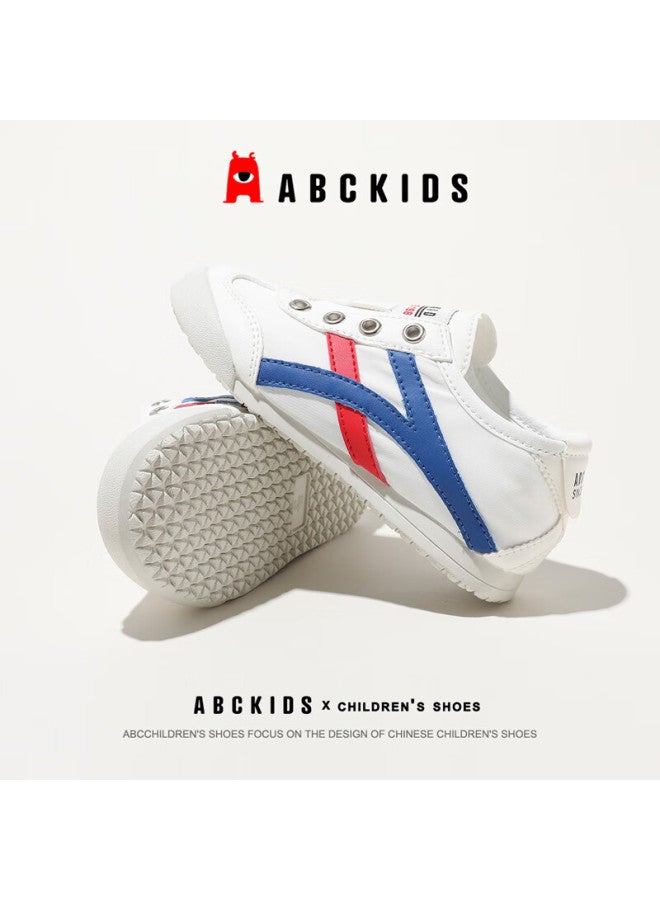 Abc Kids Children's Casual Shoes Spring And Autumn Boys Non-slip Sneakers Girls Fashion Lightweight Canvas Shoes White/blue Size 28 - Image 3