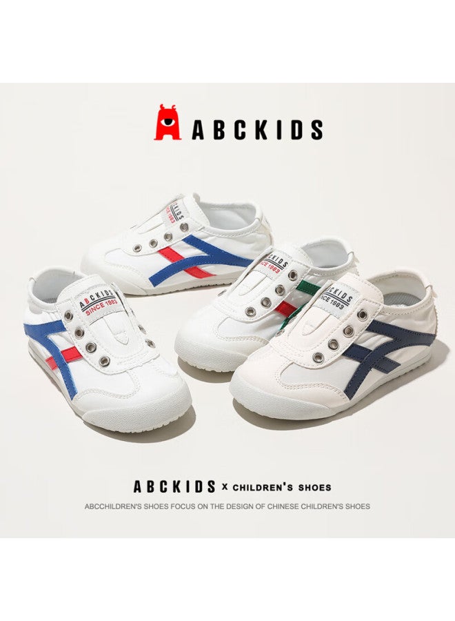 Abc Kids Children's Casual Shoes Spring And Autumn Boys Non-slip Sneakers Girls Fashion Lightweight Canvas Shoes White/blue Size 28 - Image 1