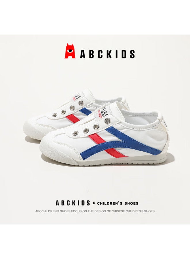 Abc Kids Children's Casual Shoes Spring And Autumn Boys Non-slip Sneakers Girls Fashion Lightweight Canvas Shoes White/blue Size 28 - Image 4