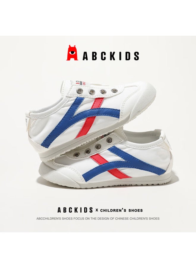 Abc Kids Children's Casual Shoes Spring And Autumn Boys Non-slip Sneakers Girls Fashion Lightweight Canvas Shoes White/blue Size 28 - Image 2