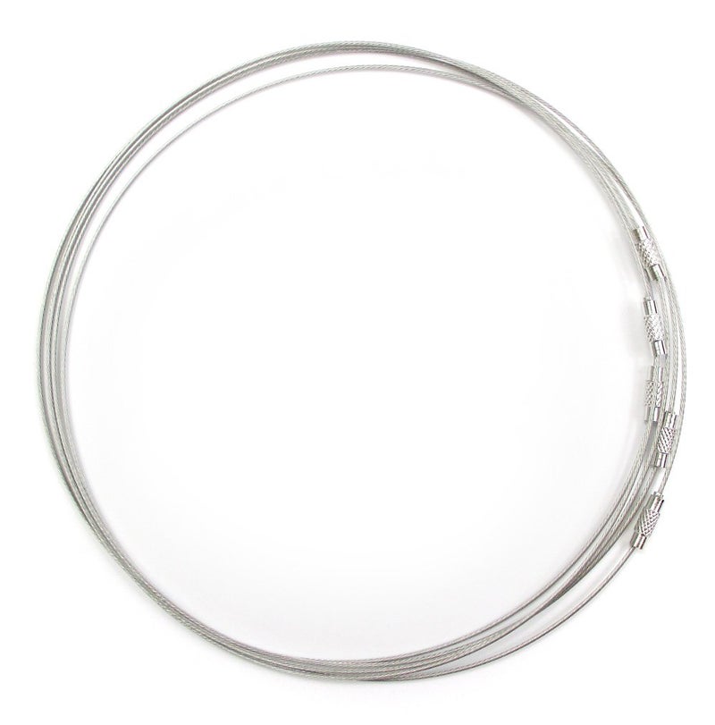 ALL in ONE 10pcs Steel Wire Choker Necklace Screw Clasps Silver