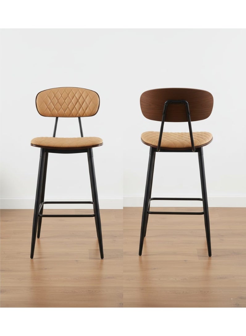 NZONE STORE Leather Bar Chair Modern Design Bar Chair with Luxurious Padded Seat, Metal Frame and Wooden BackLeather Bar Chair Modern Design Bar Chair with Luxurious Padded Seat, Metal Frame and Wooden Back - Image 2