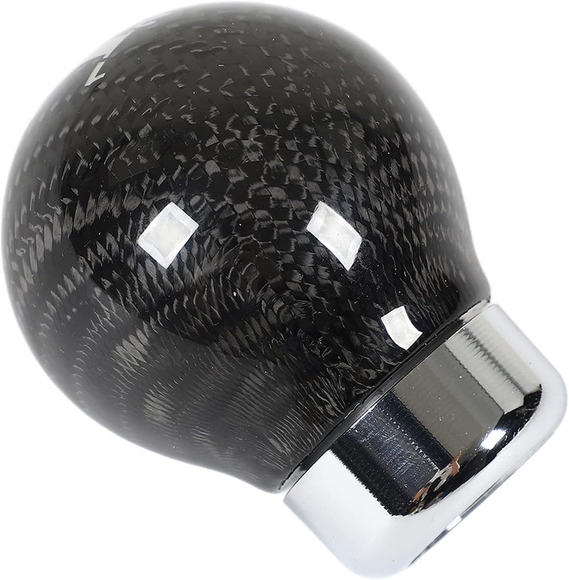 Carbon Fiber Gear Shifting Lever Knob, Round Ball Shifter Head for Manual Automatic Transmission, 15mm Bottom Interface, High Gloss Textured Shift Knob for Car Interior (5 Speed Gear) - Image 4