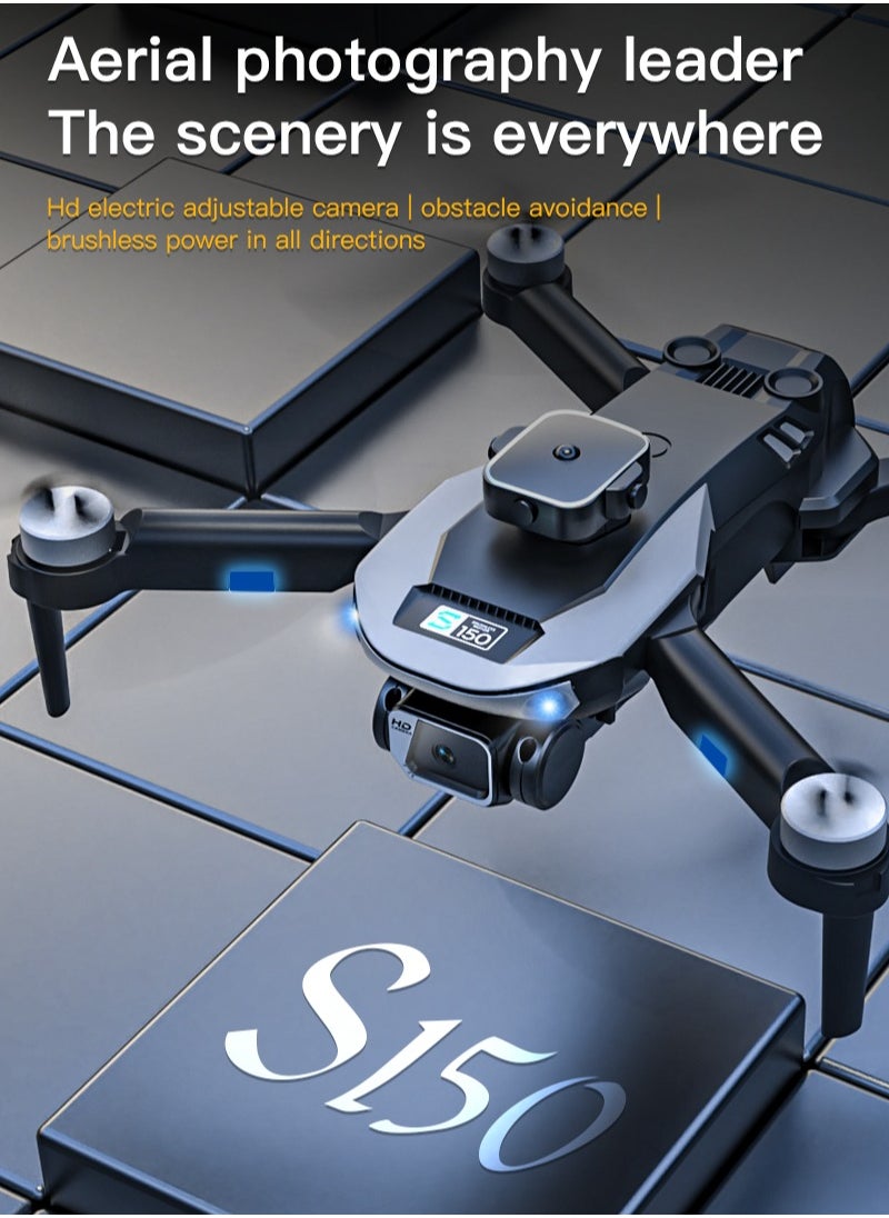 AROAQ - S150 Drone, Obstacle Avoidance RC Drone With Dual HD Camera, Beginner Friendly Folding Drone With 90 Degree Adjustable Camera, Durable Quadcopter With Speed Adjustment, (Black, 2 Batteries) - Image 1