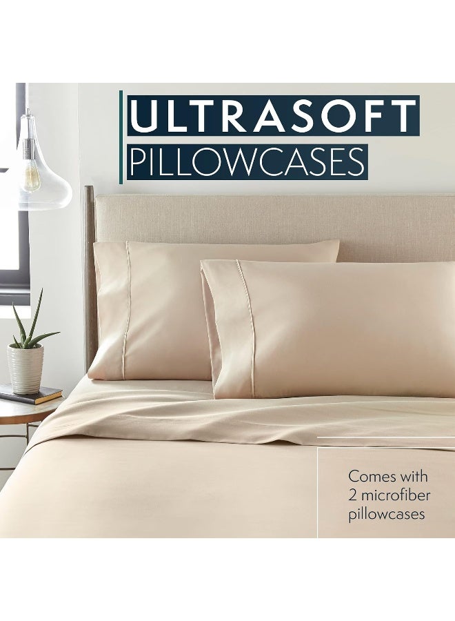HC Collection King Pillow Cases Set of 2- Microfiber, Extra Soft Pillowcases - Easy Care & Machine Washable - Taupe - Image 1
