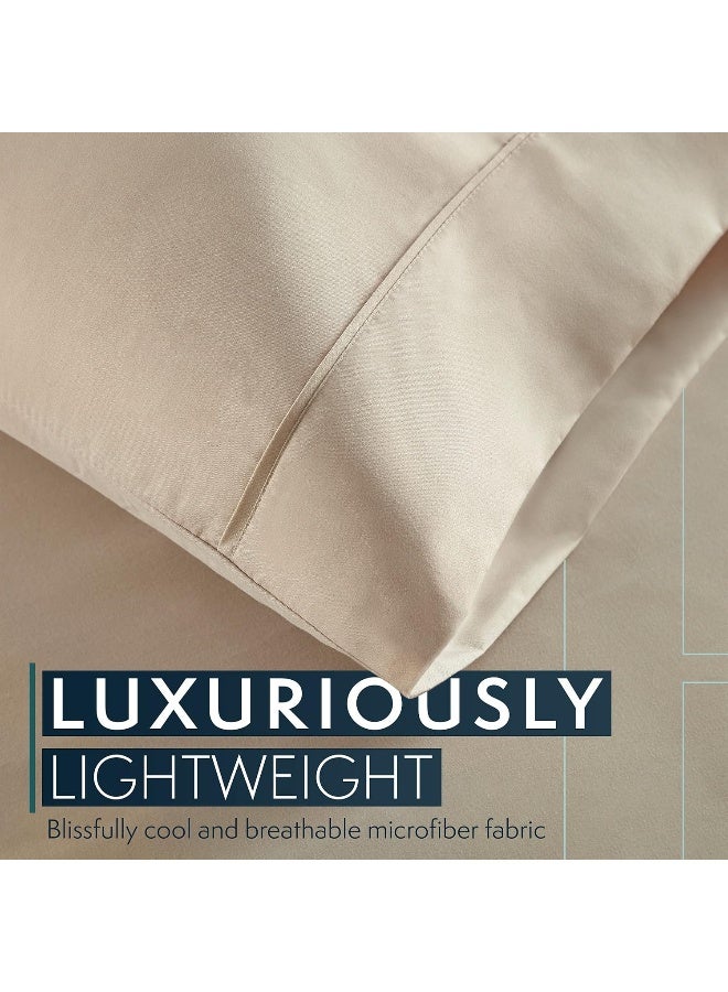 HC Collection King Pillow Cases Set of 2- Microfiber, Extra Soft Pillowcases - Easy Care & Machine Washable - Taupe - Image 4