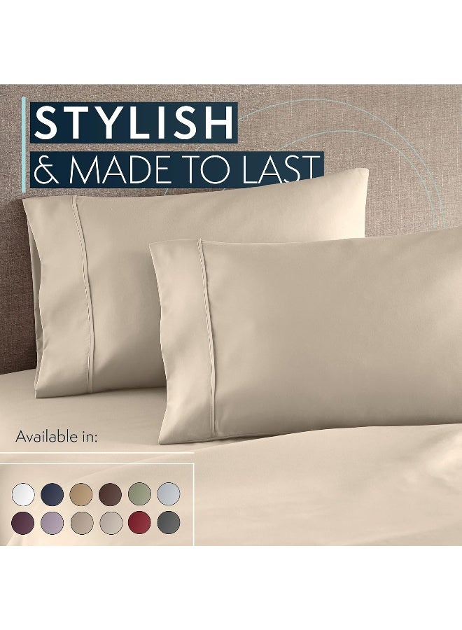 HC Collection King Pillow Cases Set of 2- Microfiber, Extra Soft Pillowcases - Easy Care & Machine Washable - Taupe - Image 5