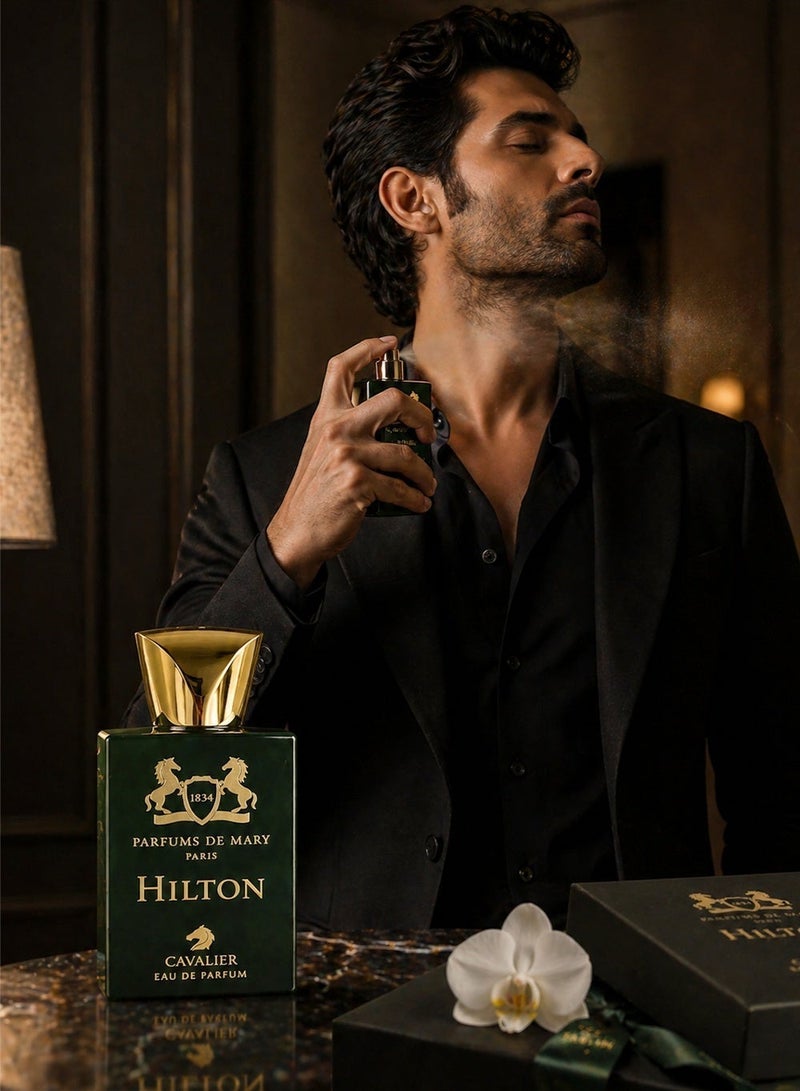 Cavalier Perfume Hilton Luxury Men’s Perfume 100ml EDP | Long Lasting Perfume for Men with Warm Spicy & Aromatic Fragrance with Lavender & Metallic Touch | The Best Perfume for Men - Image 3
