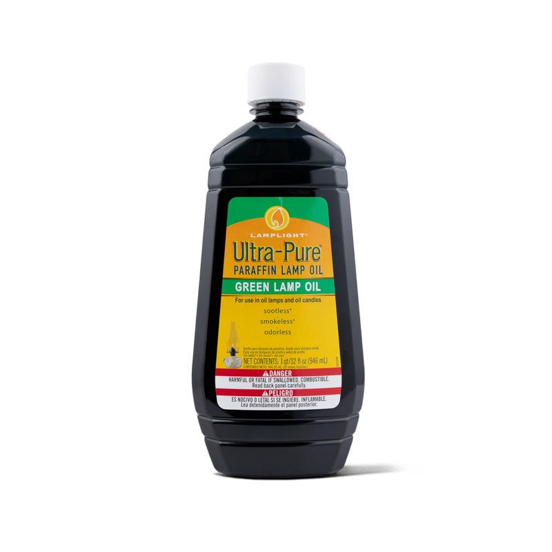 Lamplight Â¼ Gallon (32 oz) Ultra-Pure Lamp Oil Green - Liquid Paraffin Oil for Indoor use, sootless, smokeless and odorless, Emergency kit Green - Image 1