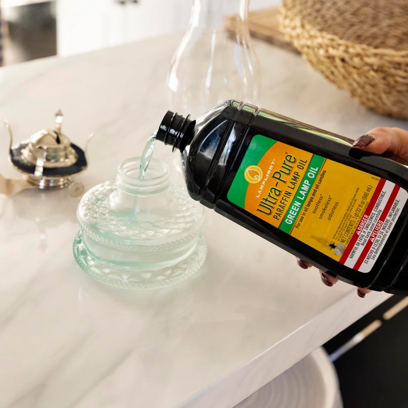 Lamplight Â¼ Gallon (32 oz) Ultra-Pure Lamp Oil Green - Liquid Paraffin Oil for Indoor use, sootless, smokeless and odorless, Emergency kit Green - Image 4