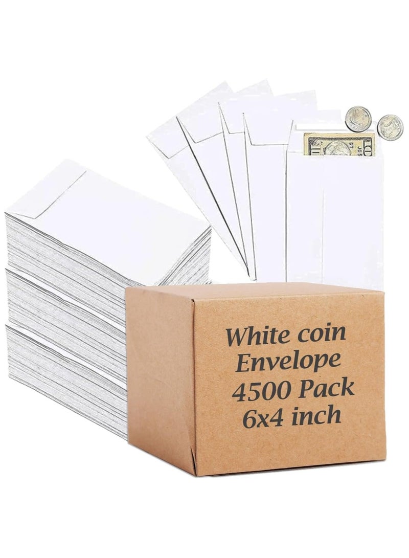 MARKQ (4500) أظرف عملة بيضاء 6” × 4” أظرف كرافت ذاتية اللصق للبذور للأغراض الصغيرة، الأجور، الملاحظات، الخرز، الحديقة، المكتب - Image 1