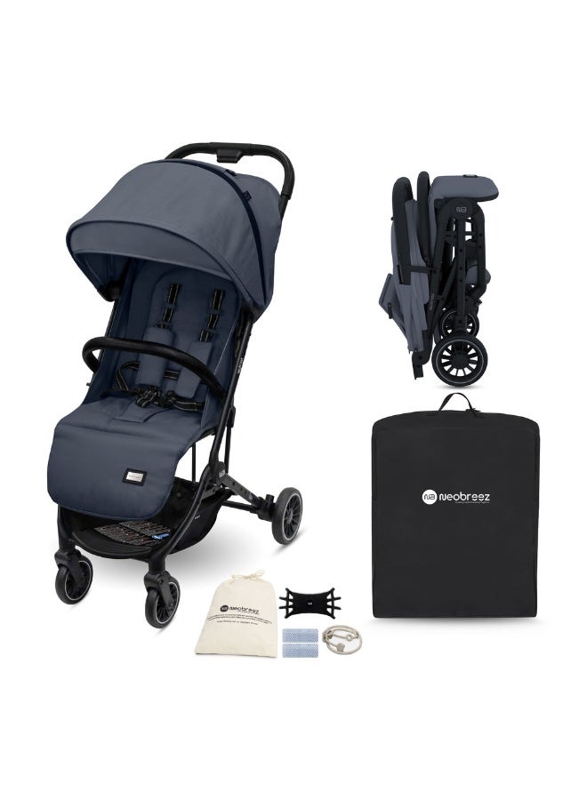 نيوبريز عربة سفر لايتكس خفيفة للغاية بحجم مقصورة معتمدة بمقبض ترولي قابلة للطي مدمجة للأطفال الصغار، عربة سفر مقاومة للماء بقماش  +، ضمان  سنوات - Image 1