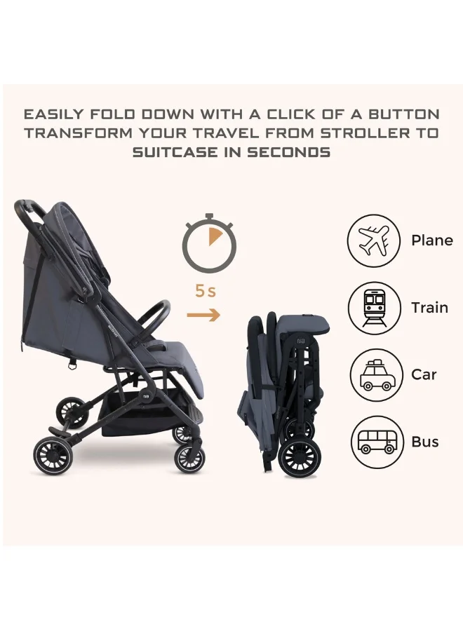 نيوبريز LITEX Ultra-Lightweight Cabin Size Approved Travel Stroller|Trolley Handle Compact Foldable Pushchair,  Baby Kids Todddler Stroller, Travel Trolley,  Waterproof UPF 50+Canopy, 0-3yrs,  15kg,  3yrs Warranty