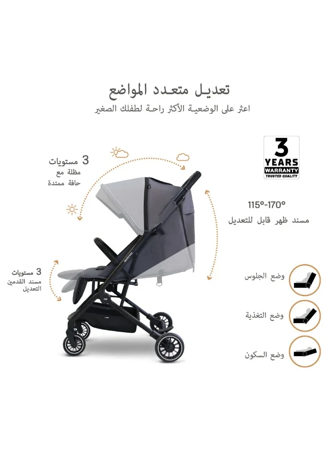 نيوبريز LITEX Ultra-Lightweight Cabin Size Approved Travel Stroller|Trolley Handle Compact Foldable Pushchair,  Baby Kids Todddler Stroller, Travel Trolley,  Waterproof UPF 50+Canopy, 0-3yrs,  15kg,  3yrs Warranty