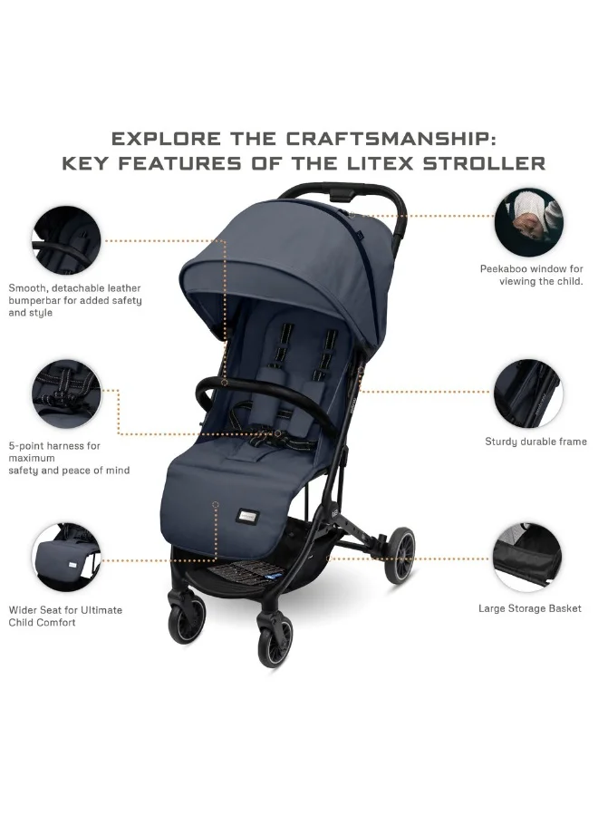 نيوبريز LITEX Ultra-Lightweight Cabin Size Approved Travel Stroller|Trolley Handle Compact Foldable Pushchair,  Baby Kids Todddler Stroller, Travel Trolley,  Waterproof UPF 50+Canopy, 0-3yrs,  15kg,  3yrs Warranty