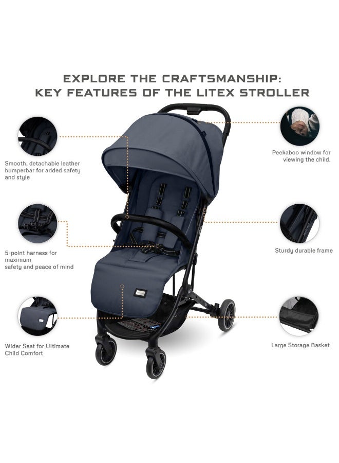 نيوبريز عربة سفر لايتكس خفيفة للغاية بحجم مقصورة معتمدة بمقبض ترولي قابلة للطي مدمجة للأطفال الصغار، عربة سفر مقاومة للماء بقماش  +، ضمان  سنوات - Image 3