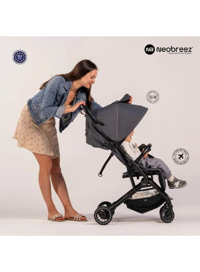 نيوبريز LITEX Ultra-Lightweight Cabin Size Approved Travel Stroller|Trolley Handle Compact Foldable Pushchair,  Baby Kids Todddler Stroller, Travel Trolley,  Waterproof UPF 50+Canopy, 0-3yrs,  15kg,  3yrs Warranty