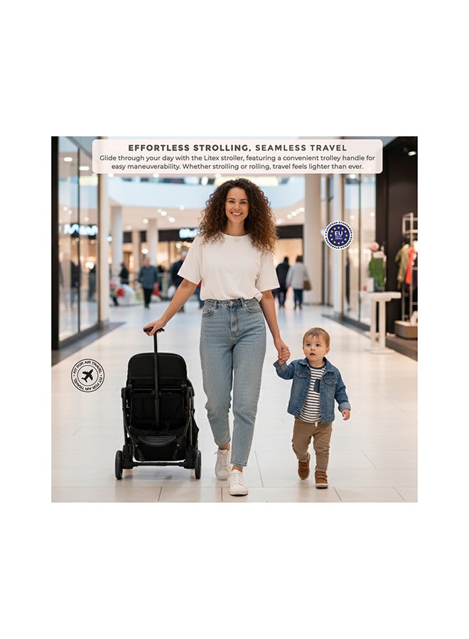 neobreez LITEX Ultra-Lightweight Cabin Size Approved Travel Stroller|Trolley Handle Compact Foldable Pushchair,  Baby Kids Todddler Stroller, Travel Trolley,  Waterproof UPF 50+Canopy, 0-3yrs,  15kg,  3yrs Warranty - Image 5