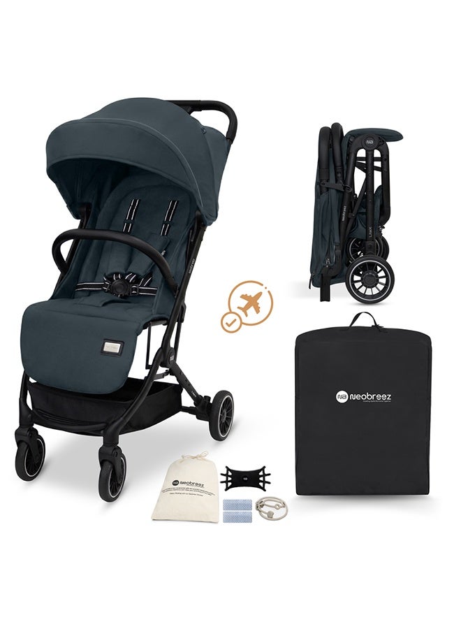 نيوبريز عربة سفر لايتكس خفيفة للغاية بحجم مقصورة معتمدة بمقبض ترولي قابلة للطي مدمجة للأطفال الصغار، عربة سفر مقاومة للماء بقماش  +، ضمان  سنوات - Image 1