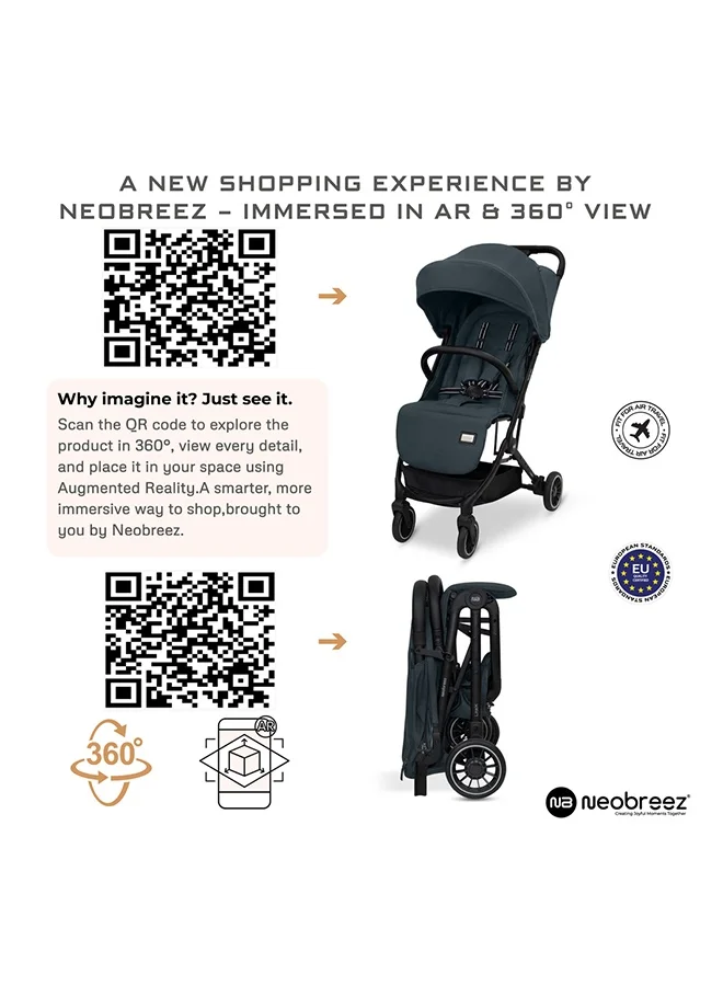 نيوبريز عربة سفر لايتكس خفيفة للغاية بحجم مقصورة معتمدة بمقبض ترولي قابلة للطي مدمجة للأطفال الصغار، عربة سفر مقاومة للماء بقماش  +، ضمان  سنوات