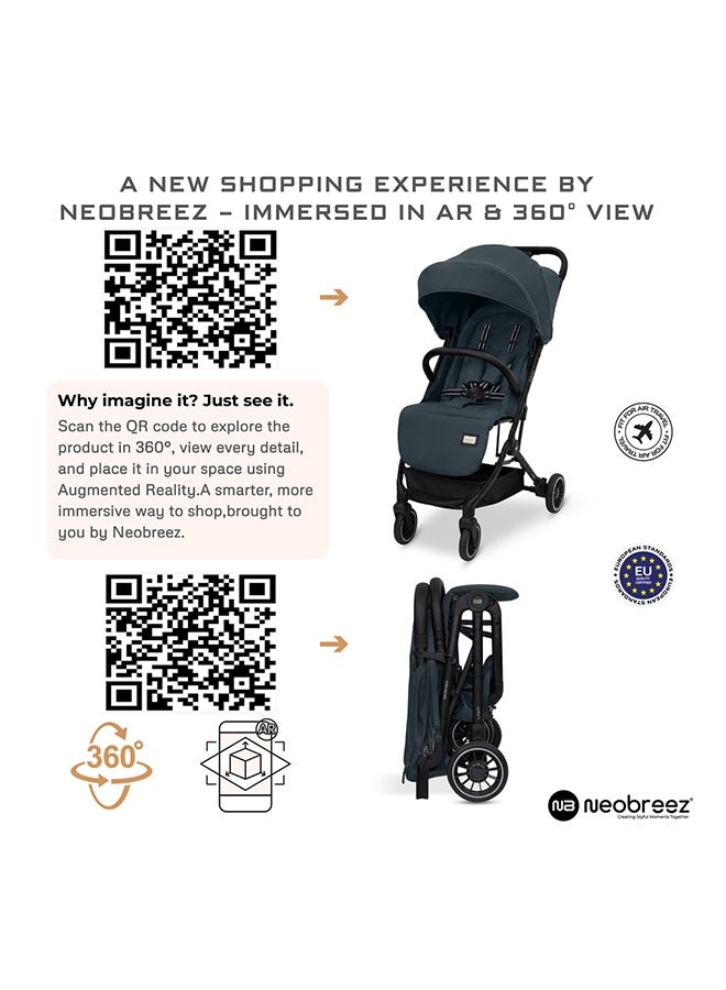 نيوبريز عربة سفر لايتكس خفيفة للغاية بحجم مقصورة معتمدة بمقبض ترولي قابلة للطي مدمجة للأطفال الصغار، عربة سفر مقاومة للماء بقماش  +، ضمان  سنوات - Image 2