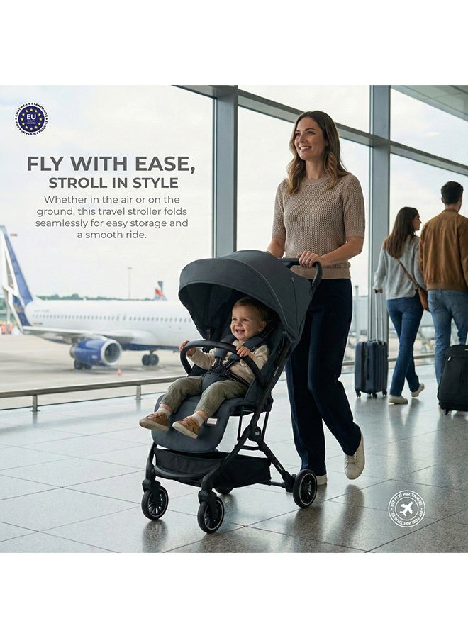 نيوبريز عربة سفر لايتكس خفيفة للغاية بحجم مقصورة معتمدة بمقبض ترولي قابلة للطي مدمجة للأطفال الصغار، عربة سفر مقاومة للماء بقماش  +، ضمان  سنوات - Image 4