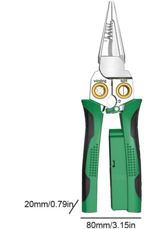 8-in-1 Wire Stripper with Voltage Detection – Cable Cutter & Crimper with Built-in Voltage Tester | Stripping, Crimping, Pulling & Measuring Tool for Electrical Work