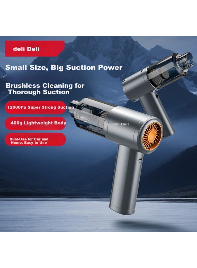 Deli Car Vacuum Cleaner, High Suction Power, Cordless Handheld Vacuum For Car And Home Use, High-power Compact Suction Blower, 12000pa - Image 1