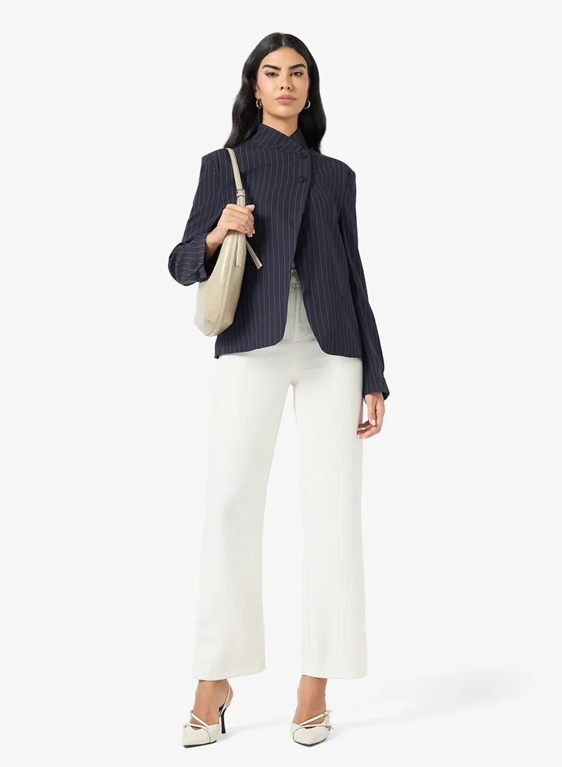 Ella  High Collar Stripe Blazer for Women | Best Price UAE
