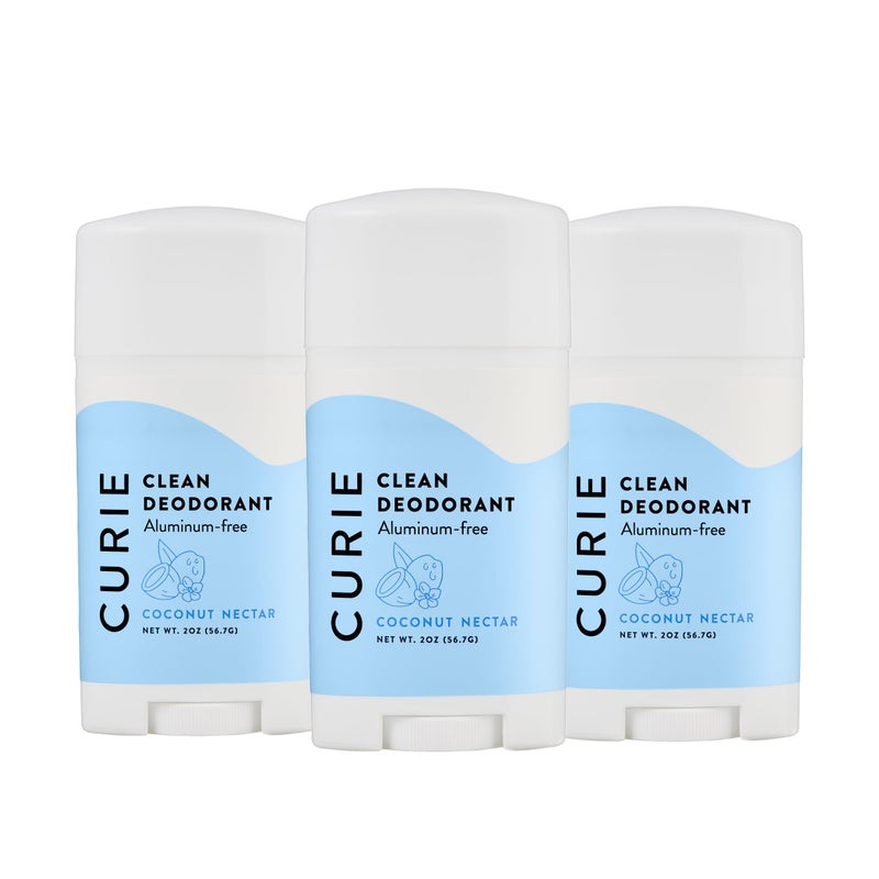 Curie Aluminum Free Deodorant  Coconut Nectar  Natural Deodorant Paraben Free Cruelty Free NonToxic Vegan 3pk