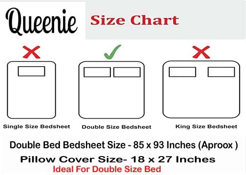 Queenie Bedsheet for Double Bed with 2 Pillow Covers Set| Cotton bedsheet | Soft & Light-Weight Double bedsheet Set of 1 | 216 x237 cm | 180TC | Jaipuri Print | Ideal for Double Size bedsheet - Image 3