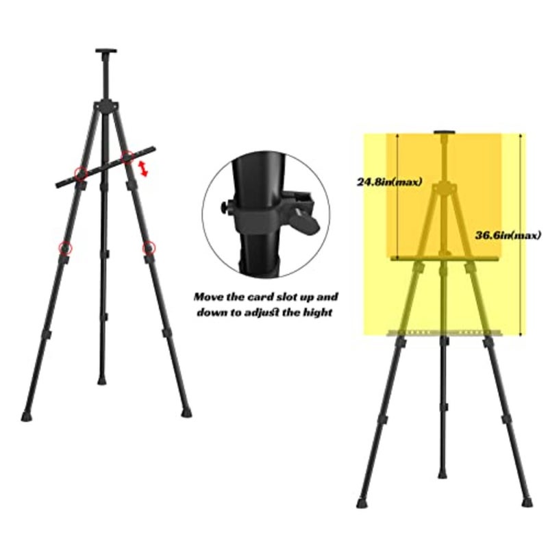 Easels for Painting Canvas, 66" Art Easel for Drawing, Portable Painting Easel Stand, Metal Table Top Easel - Image 3