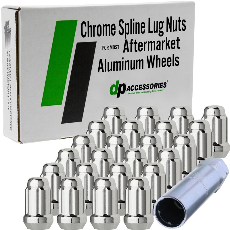 DPAccessories Chrome M12x150 Lug Nuts for Aftermarket Wheels Closed End Spline Tuner 34mm 135 Tall Set of 24 LCS3A6HC2CH04024 - Image 2