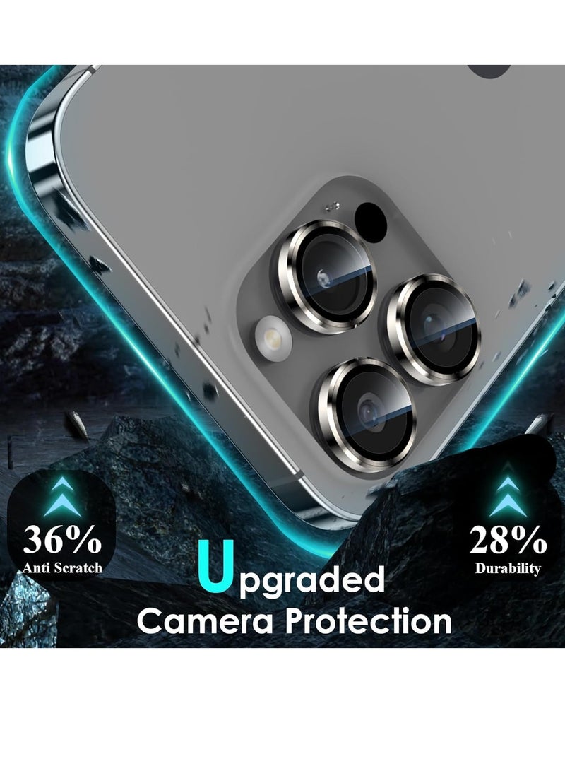 Case Compatible With iPhone 15 Pro Case with Integrated Camera Lens Protection, [Seamless Work] [Metallic Glossy Soft Bumper], Diamond Clear Stylish Case (Natural Titanium) - Image 2